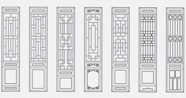 溆浦常用中式仿古花窗图案隔断设计图